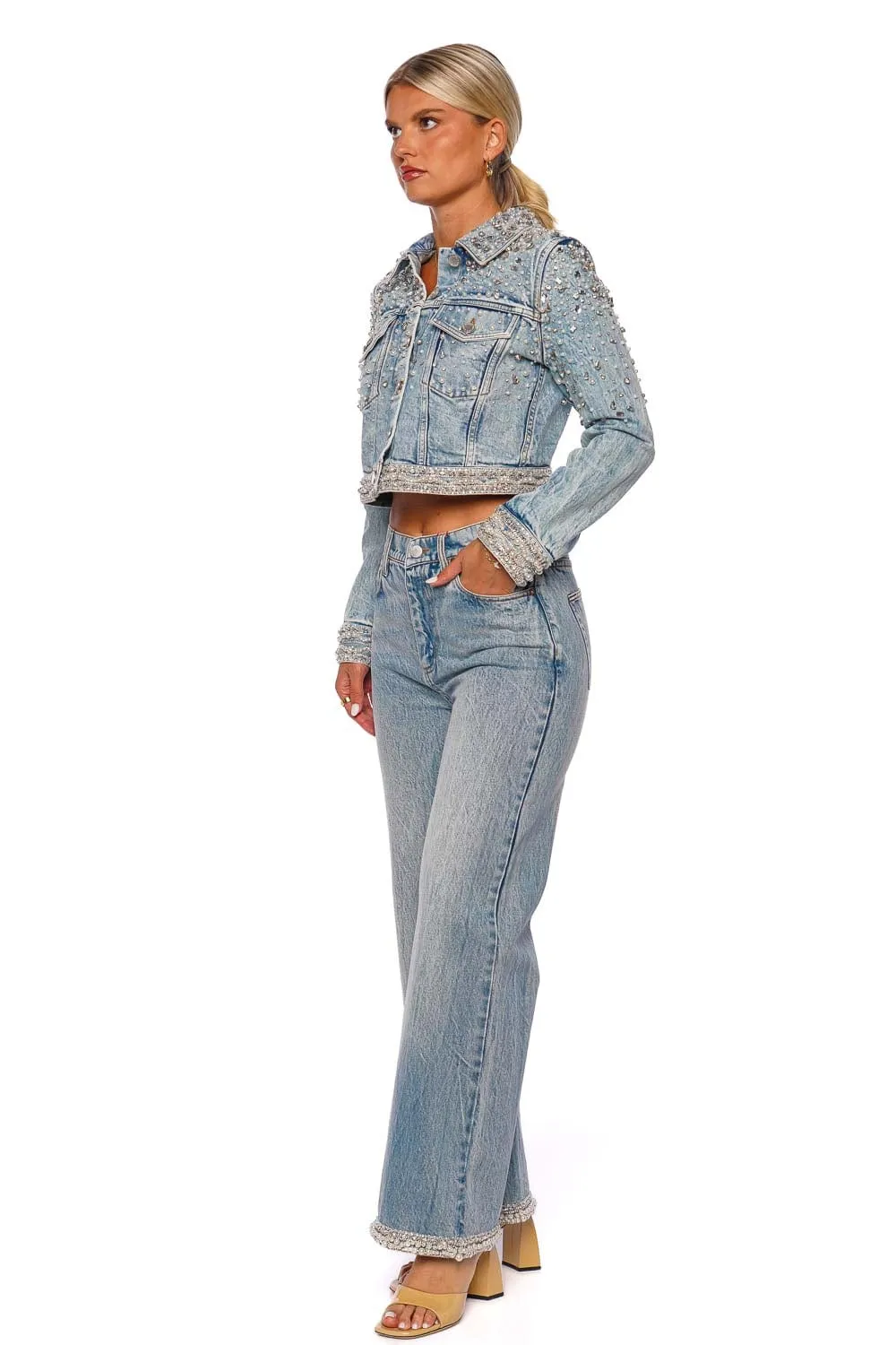 Ora High Rise Crystal Embellished Jean