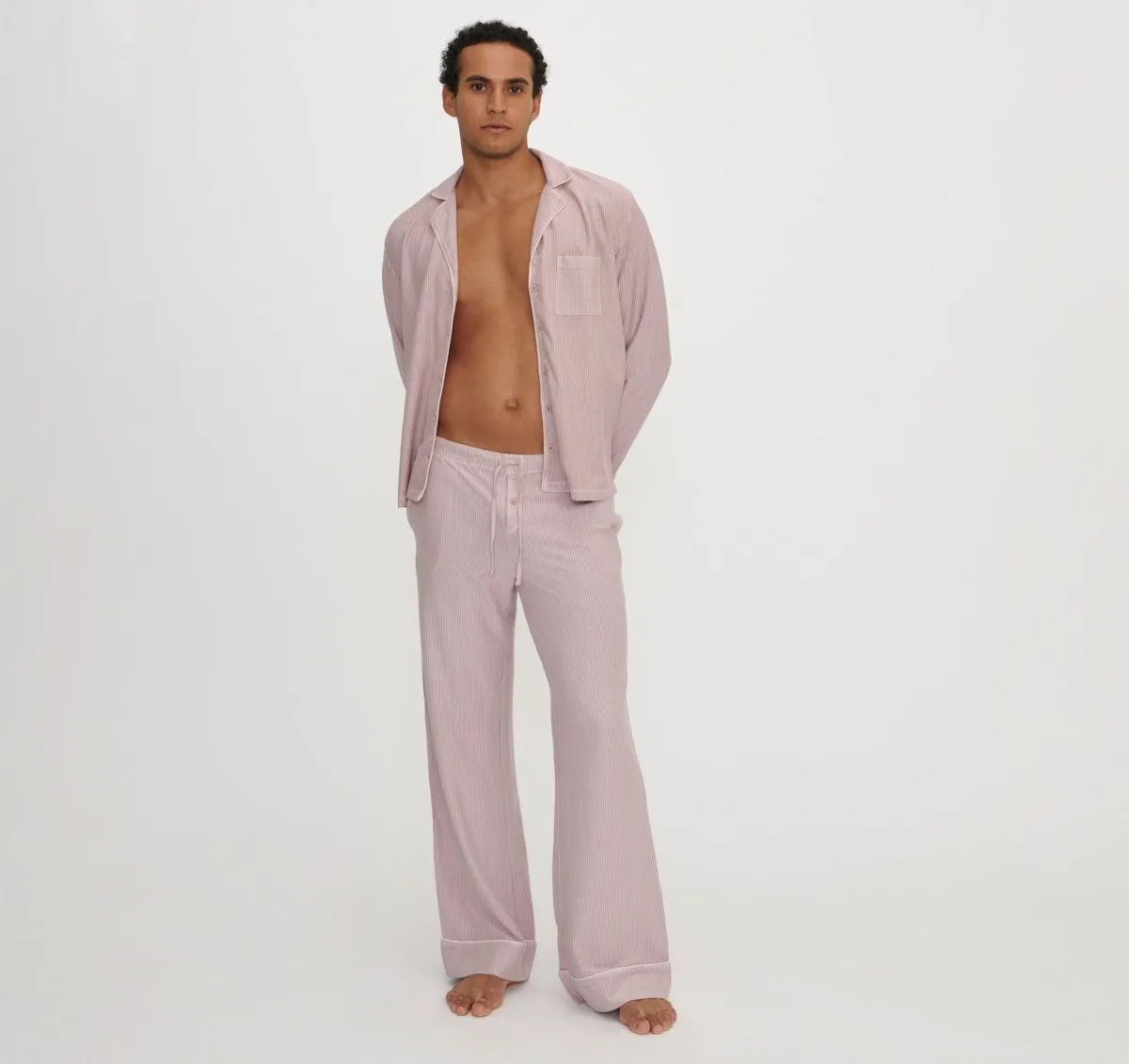 Organic Basics Core Sleep Pants Pink Stripe