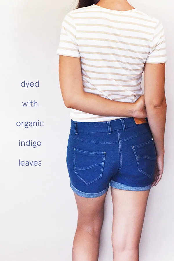 Organic Indigo Leaf Dyed Jean Shorts