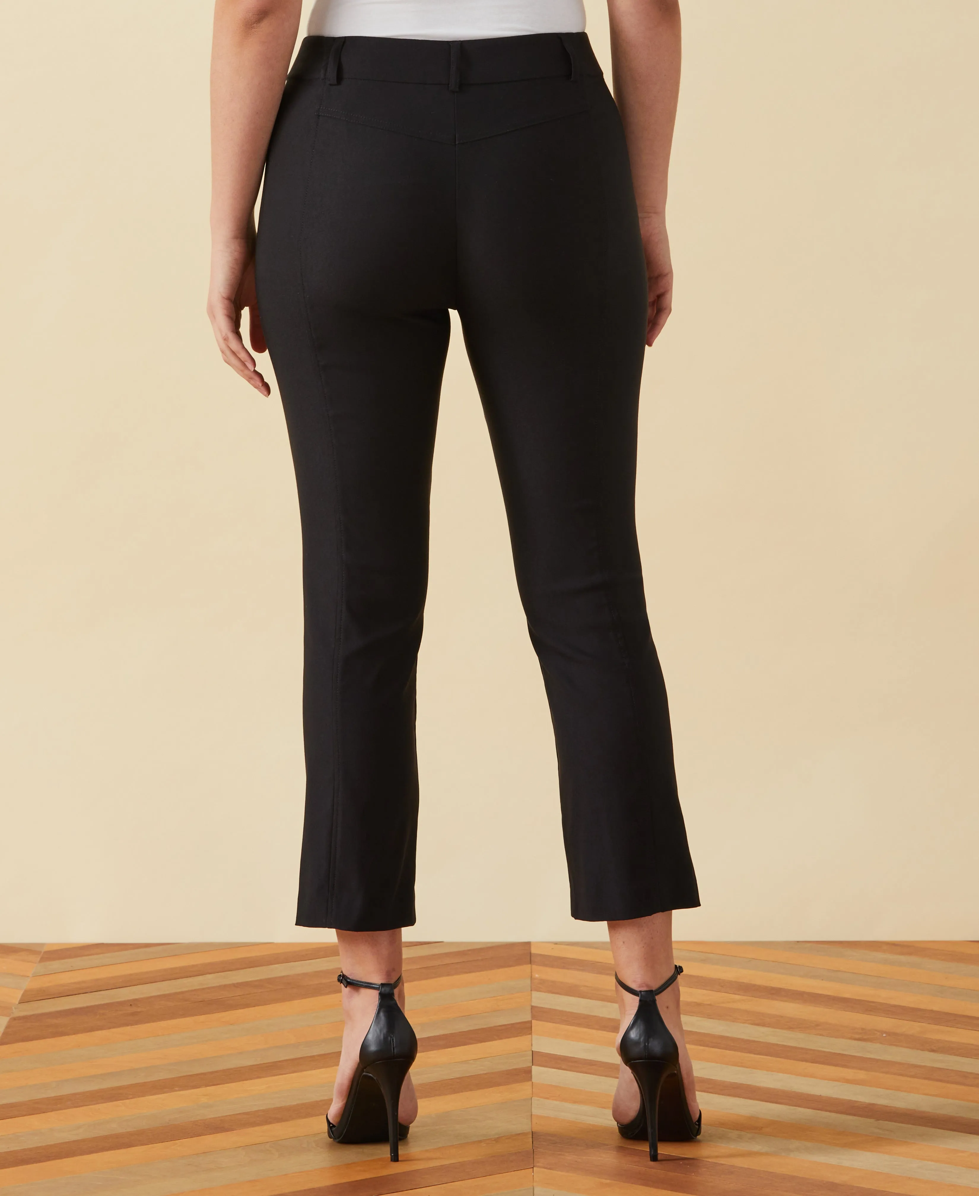 Petite Classic Fit Seamed Straight Leg Crop Pant with Vents