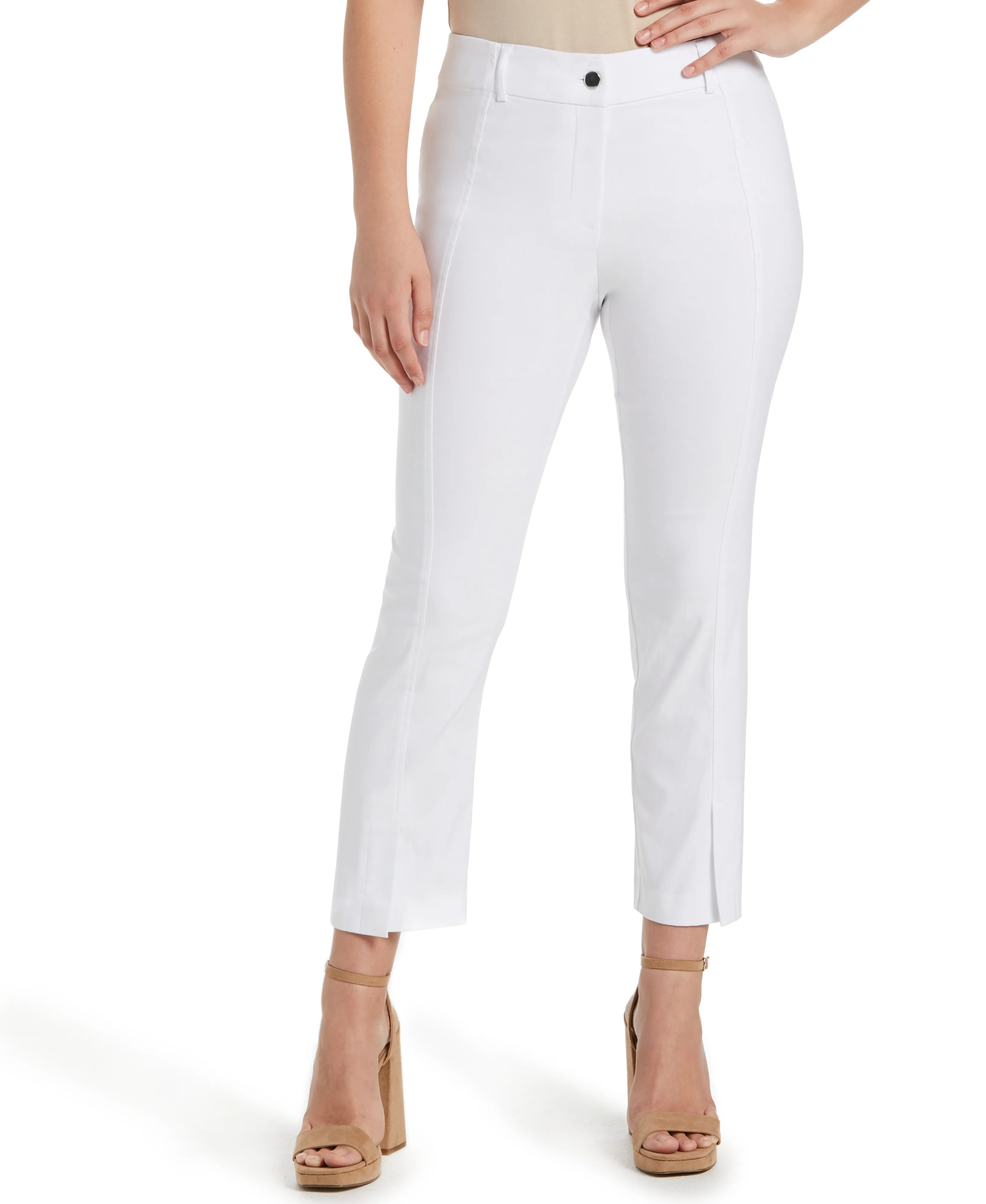 Petite Classic Fit Seamed Straight Leg Crop Pant with Vents