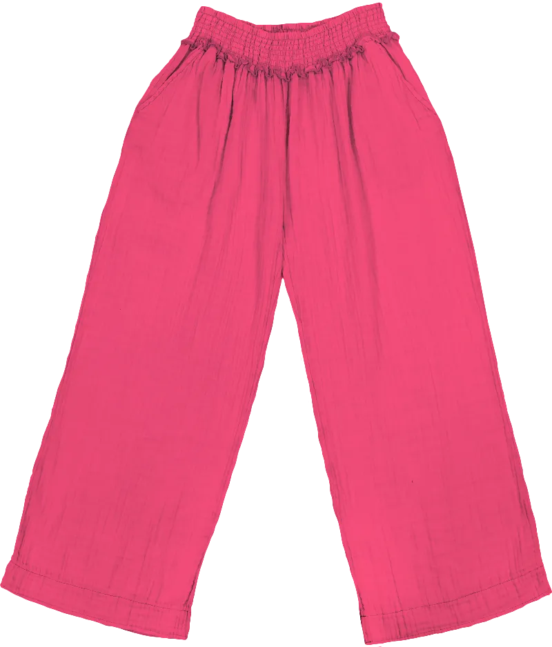 Simply Southern Gauze Pants in Hot Pink- Breezy Comfort for Every Summer Occasion