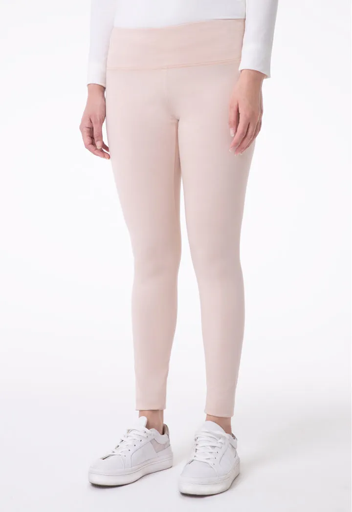 Solid Mid Waist Legging Pants