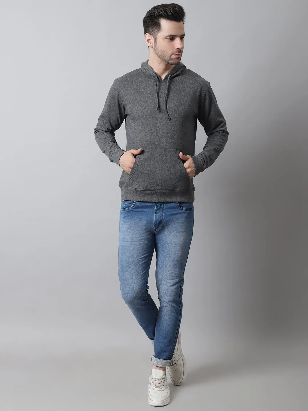 Style Quotient Men Grey Hooded Sweatshirt