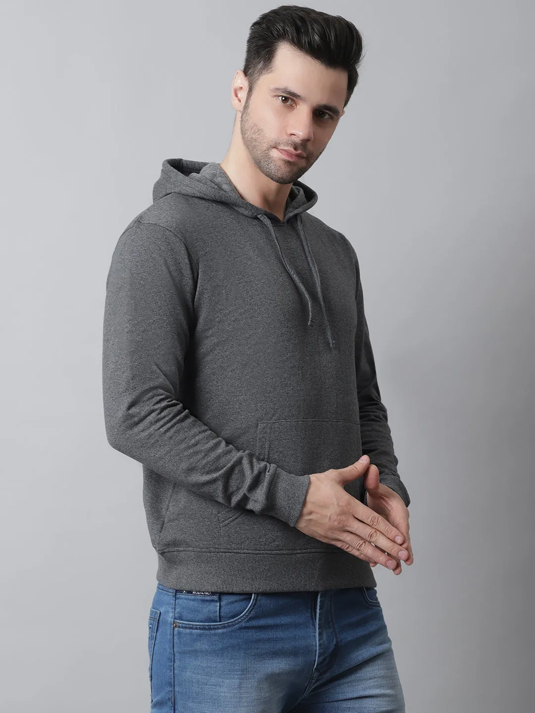 Style Quotient Men Grey Hooded Sweatshirt