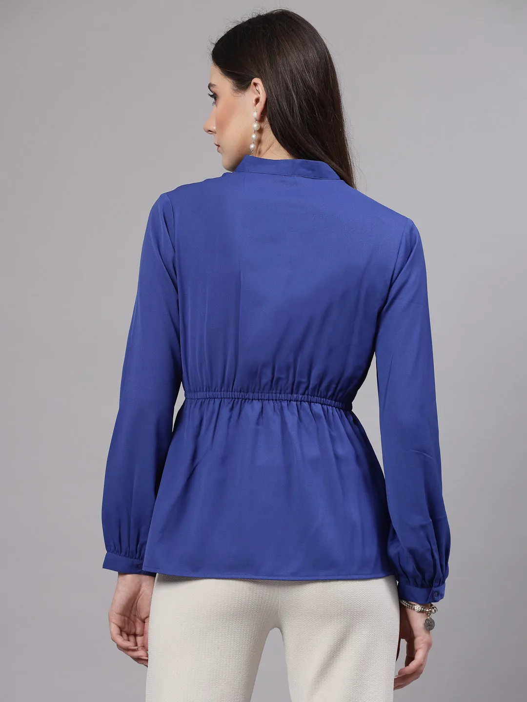 Style Quotient Women Blue Smart Peplum Top