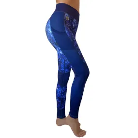 Swim Leggings for Women UPF 50 | Marble - Royal Blue with Mesh