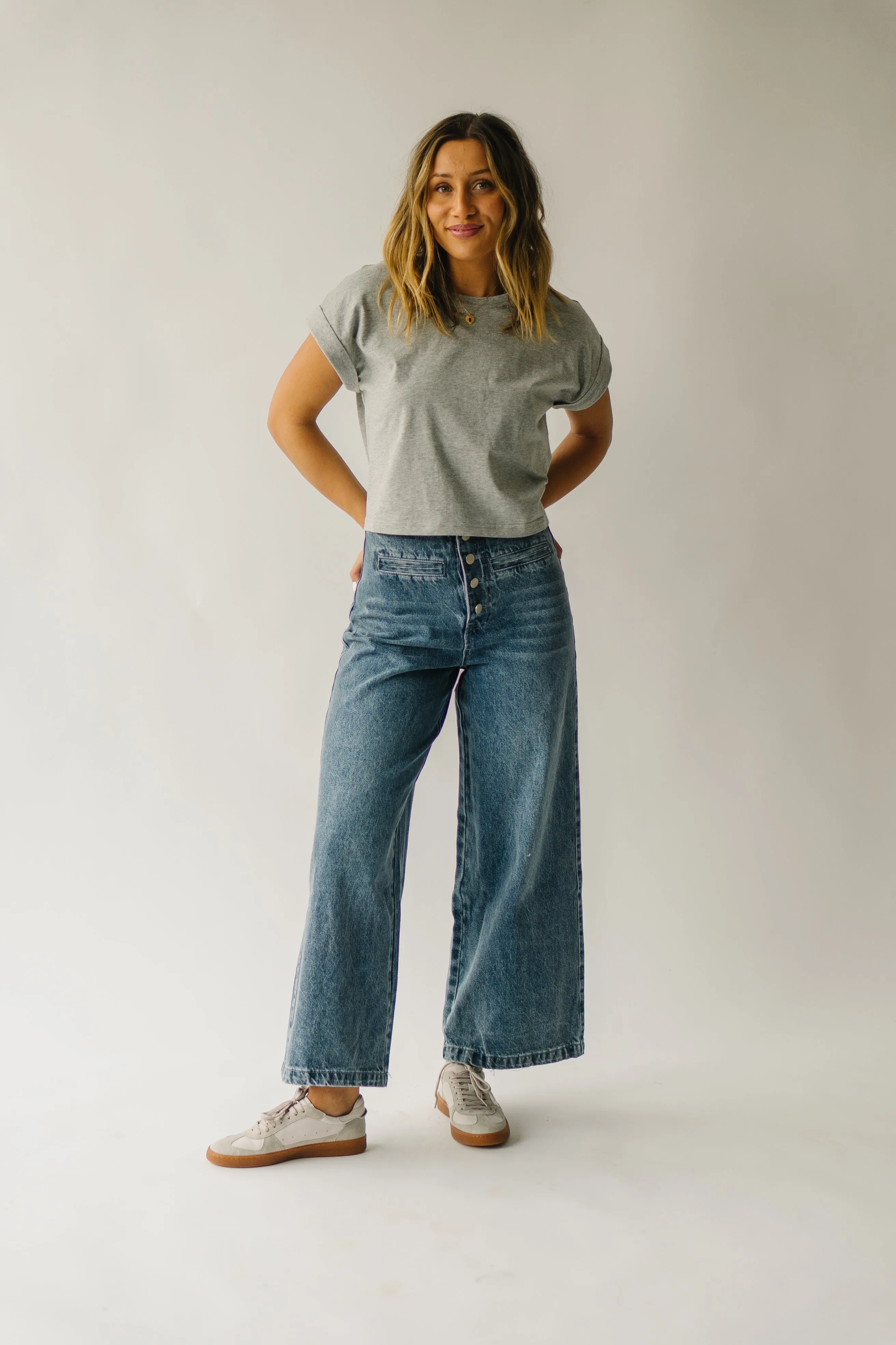 The Davian High Waisted Jean in Washed Denim