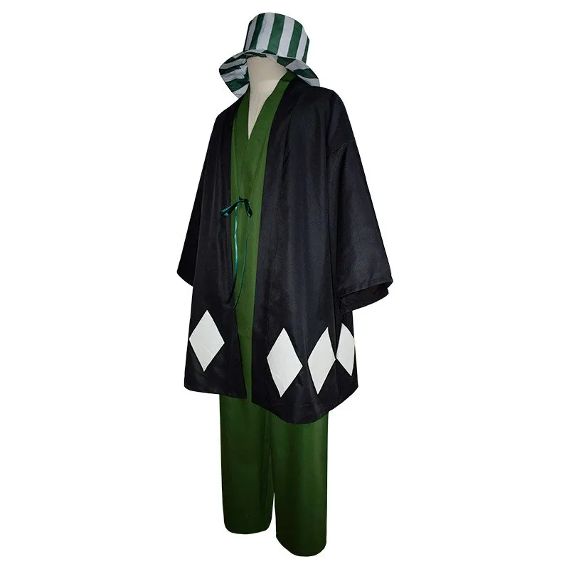 Urahara Kisuke Anime Bleach Cosplay Costume Black Kimono Pants Hat Outfits Halloween Costume Sets