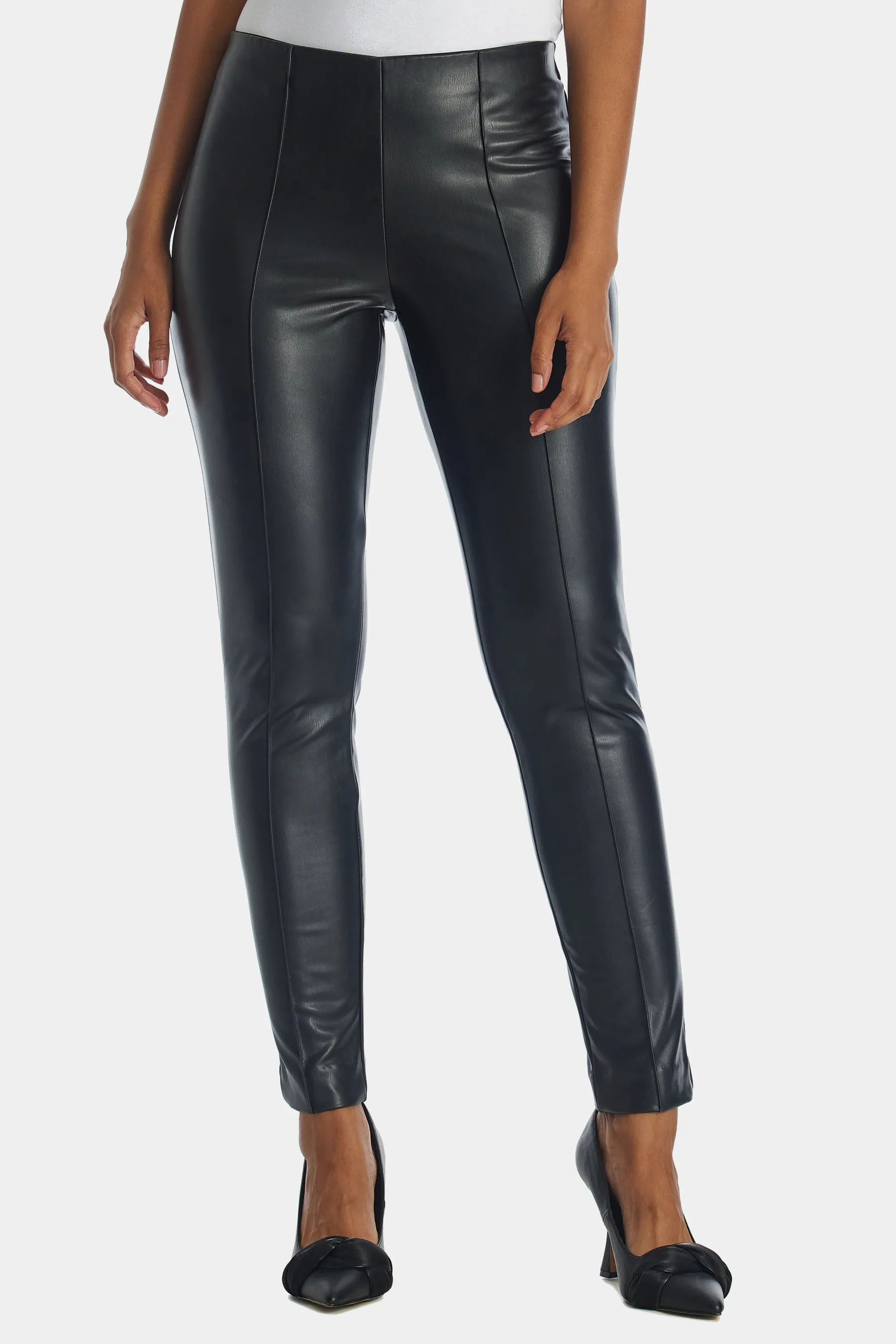 Vegan Leather Pull On Pants