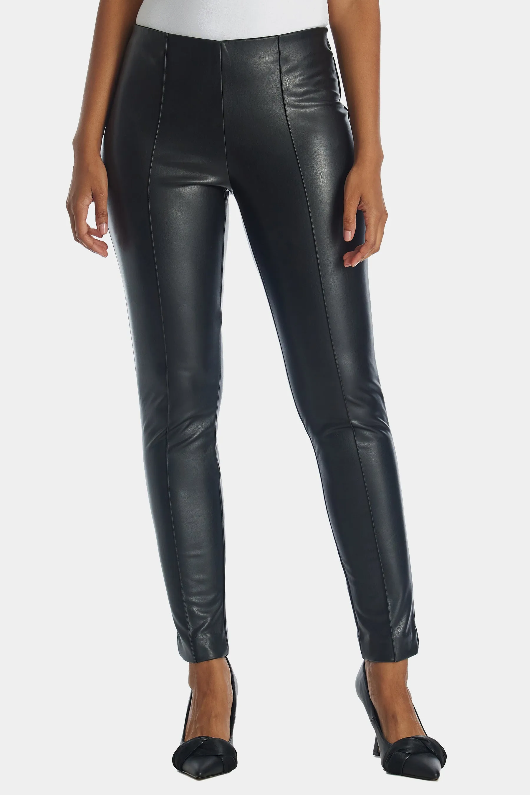 Vegan Leather Pull On Pants