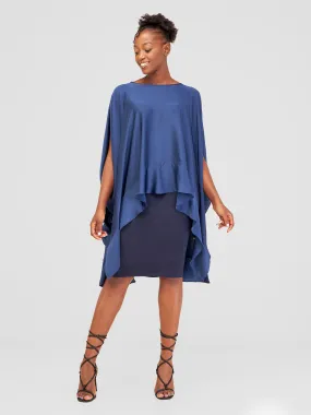 Vivo Alika Flounce Kaftan Top - Navy Blue