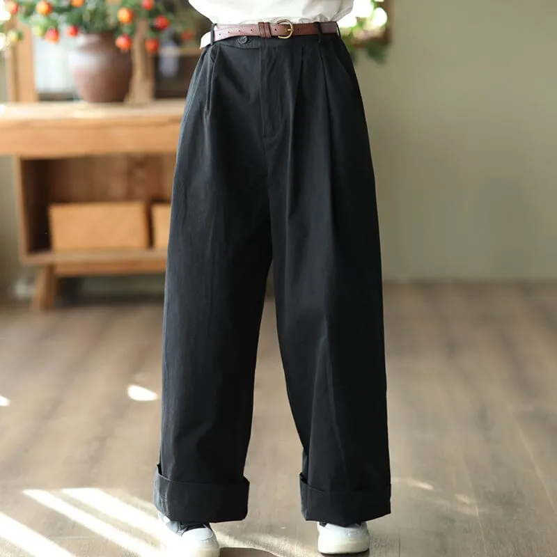 Women Spring Retro Cotton Loose Casual Pants