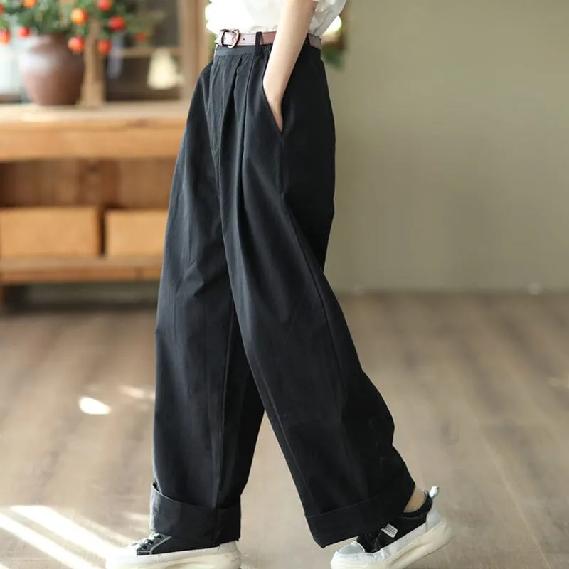 Women Spring Retro Cotton Loose Casual Pants