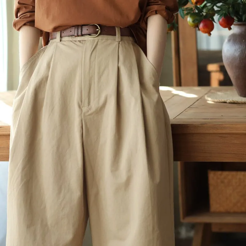 Women Spring Retro Cotton Loose Casual Pants