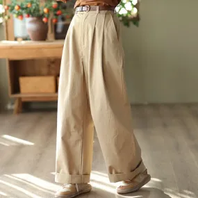 Women Spring Retro Cotton Loose Casual Pants