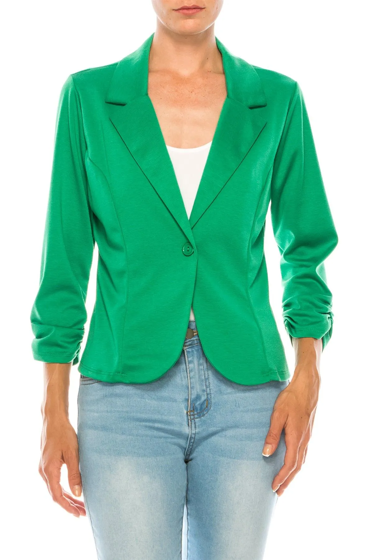 Women's Basic Long Sleeves Button Blazer Jacket